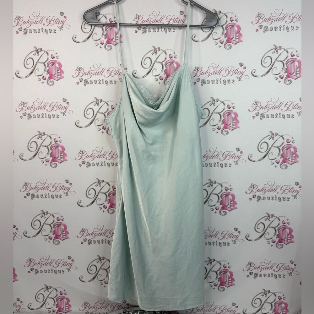 La Vie En Rose dress chemise babydoll lace Lacie floral Soft Green Garment mint
